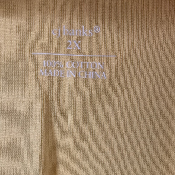 New CJ Banks yellow with white polka dot shirt size 2x - Picture 4 of 5